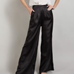 Black wide striped pants